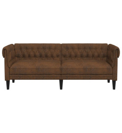 Canapé Chesterfield 3 places marron tissu