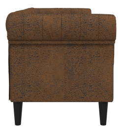 Canapé Chesterfield 3 places marron tissu