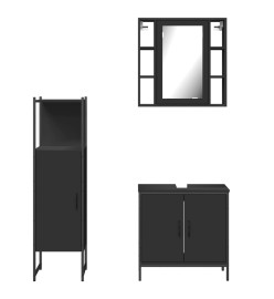 Ensemble d'armoires salle de bain 3 pcs noir bois d'ingénierie