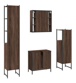 Ensemble d'armoires de salle de bain 4 pcs chêne marron