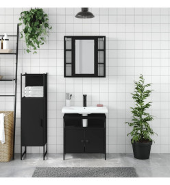 Ensemble d'armoires salle de bain 3 pcs noir bois d'ingénierie