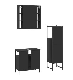 Ensemble d'armoires salle de bain 3 pcs noir bois d'ingénierie