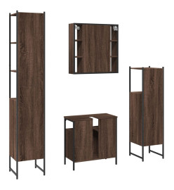 Ensemble d'armoires de salle de bain 4 pcs chêne marron