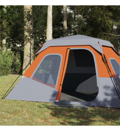 Tente de camping 6 personnes gris et orange 344x282x192 cm