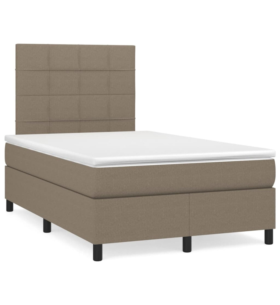 Sommier à lattes de lit matelas et LED taupe 120x190 cm tissu
