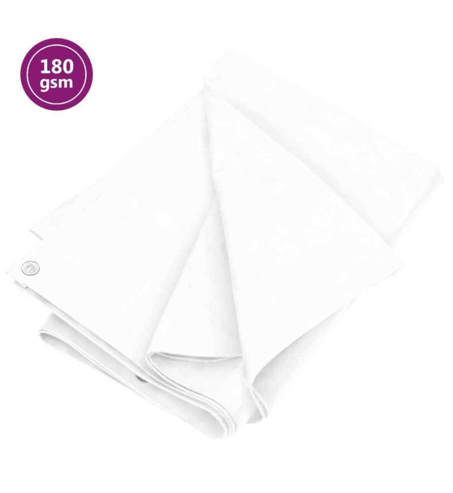 Bâche 180 g/m² 6x12 m Blanc PEHD