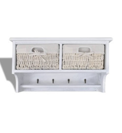 Porte-manteau Blanc 60x23,5x33 cm Bois de Paulownia
