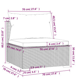 Salon de jardin 8 pcs avec coussins résine tressée gris