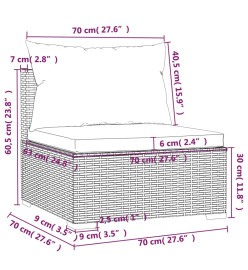 Salon de jardin 8 pcs avec coussins Résine tressée Gris