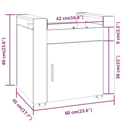 Chariot de bureau Blanc 60x45x60 cm Bois d'ingénierie