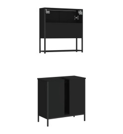 Ensemble de meubles salle de bain 2 pcs noir bois d'ingénierie