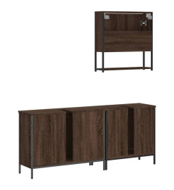 Ensemble de meubles de salle de bain 3 pcs Chêne marron