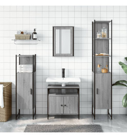 Ensemble de meubles de salle de bain 4 pcs Sonoma gris