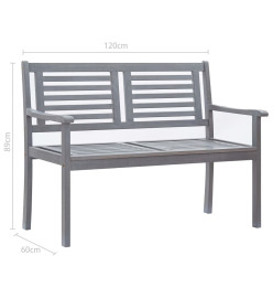 Banc de jardin 2 places avec coussin 120 cm Gris Eucalyptus