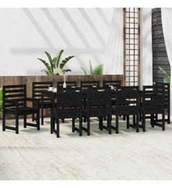 Ensemble à dîner de jardin 11 pcs noir bois massif de pin