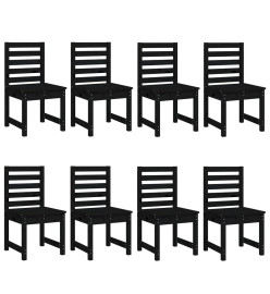 Ensemble à dîner de jardin 11 pcs noir bois massif de pin