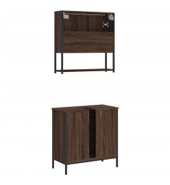 Ensemble de meubles de salle de bain 2 pcs Chêne marron