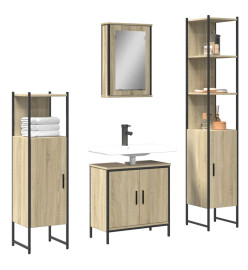 Ensemble de meubles de salle de bain 4 pcs chêne sonoma