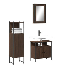 Ensemble de meubles de salle de bain 3 pcs Chêne marron