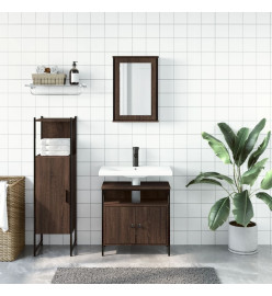 Ensemble de meubles de salle de bain 3 pcs Chêne marron