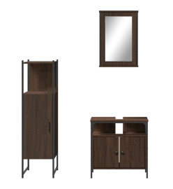 Ensemble de meubles de salle de bain 3 pcs Chêne marron