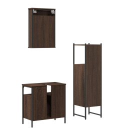 Ensemble de meubles de salle de bain 3 pcs Chêne marron