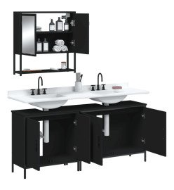 Ensemble de meubles salle de bain 3 pcs noir bois d'ingénierie