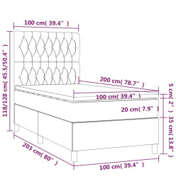 Lit à sommier tapissier avec matelas Noir 100x200 cm Tissu