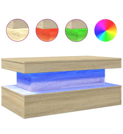 Table basse avec lumières LED chêne sonoma 90x50x40 cm