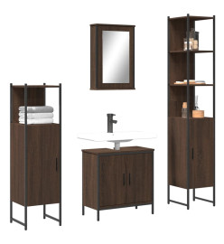 Ensemble de meubles de salle de bain 4 pcs Chêne marron