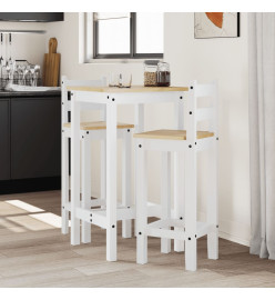 Ensemble de bar 3 pcs Blanc Bois de pin massif