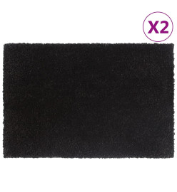 Tapis de porte 2 pcs noir 40x60 cm fibre de coco touffeté