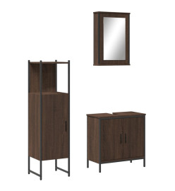 Ensemble de meubles de salle de bain 3 pcs Chêne marron