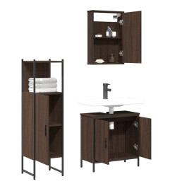 Ensemble de meubles de salle de bain 3 pcs Chêne marron