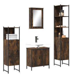 Ensemble de meubles de salle de bain 4 pcs Chêne fumé Bois