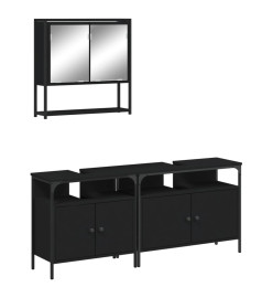 Ensemble de meubles salle de bain 3 pcs noir bois d'ingénierie