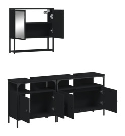 Ensemble de meubles salle de bain 3 pcs noir bois d'ingénierie