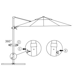 Parasol déporté avec mât en aluminium Bordeaux 250x250 cm