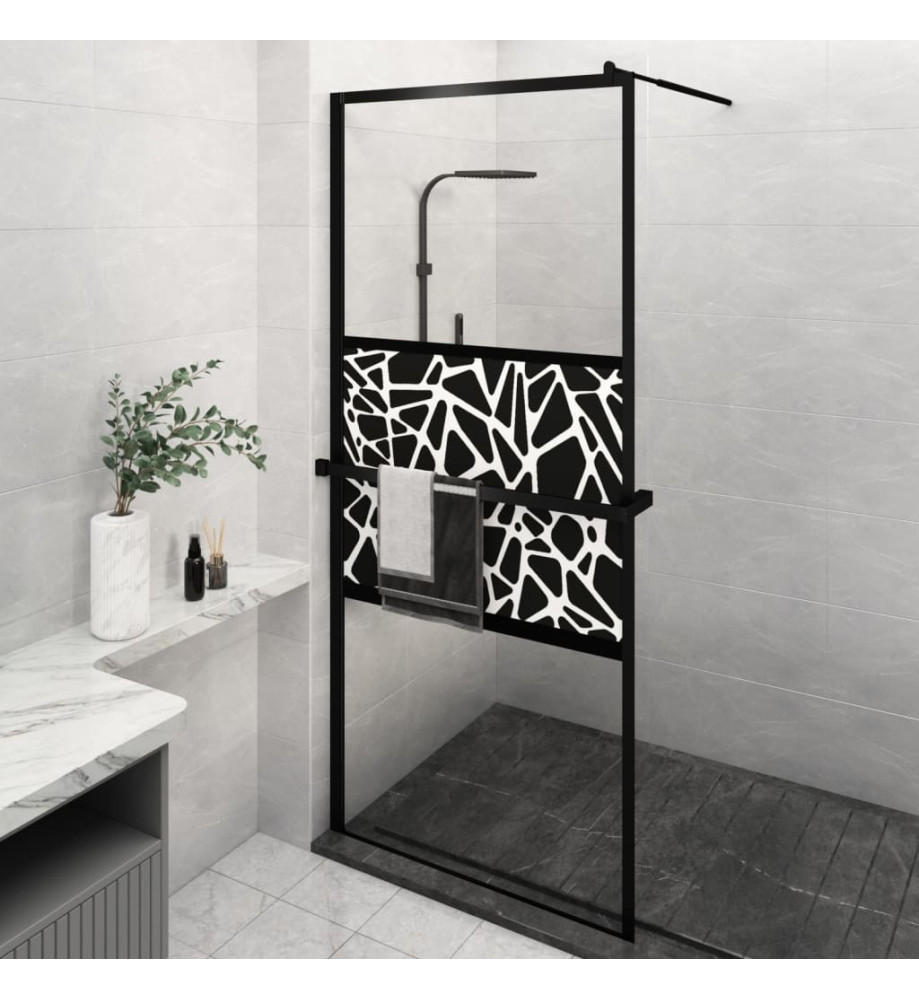 Paroi de douche avec étagère Noir 100x195cm Verre ESG&Aluminium