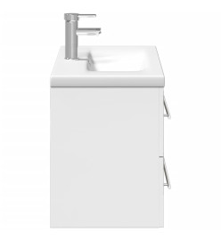 Armoire lavabo de salle de bain bassin intégré blanc brillant