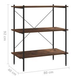 Étagère à 3 niveaux Noir et bois foncé 80x40x92 cm