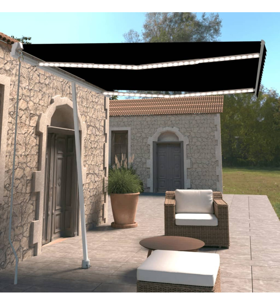 Auvent manuel rétractable avec LED 300x250 cm Anthracite Auvent manuel rétractable avec LED 300x250 cm Anthracite