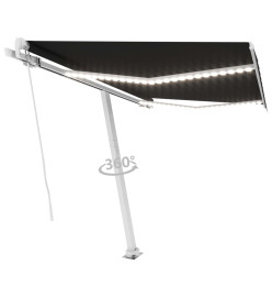 Auvent manuel rétractable avec LED 300x250 cm Anthracite