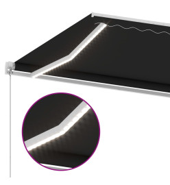 Auvent manuel rétractable avec LED 300x250 cm Anthracite