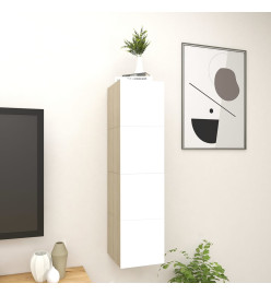 Meubles TV muraux 4 pcs Blanc et chêne sonoma 30,5x30x30 cm