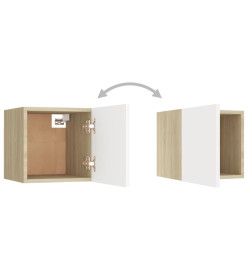 Meubles TV muraux 4 pcs Blanc et chêne sonoma 30,5x30x30 cm