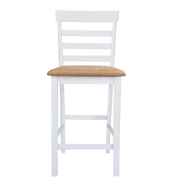 Jeu de table et chaise de bar 5pcs Bois massif Naturel et blanc