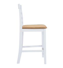 Jeu de table et chaise de bar 5pcs Bois massif Naturel et blanc