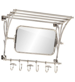 Porte-bagages avec cintres et miroir mural aluminium