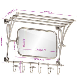 Porte-bagages avec cintres et miroir mural aluminium